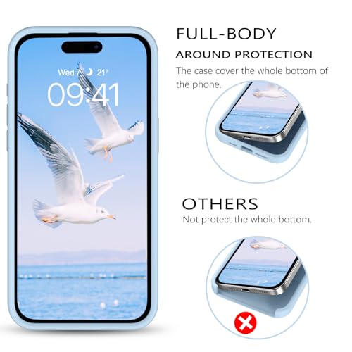GUAGUA Compatible with iPhone 15 Pro Max Case 6.7 Inch Liquid Silicone Soft Gel Rubber Slim Microfiber Lining Cushion Texture Cover Shockproof Protective Case for iPhone 15 Pro Max, Light Blue - color: Light Blue, size: iPhone 15 Pro Max