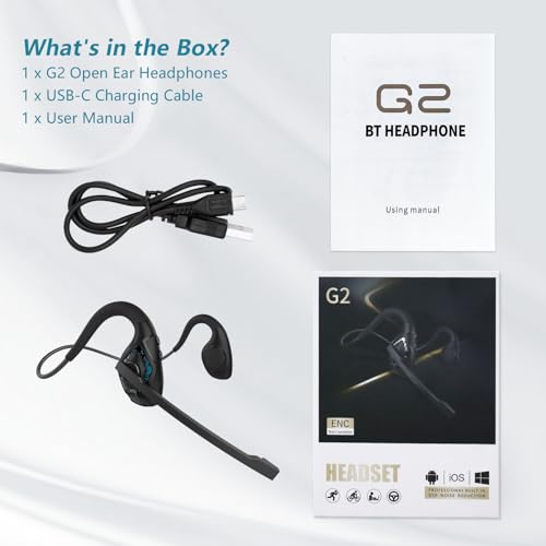 BANIGIPA Bluetooth Headset with Microphone, Open Ear Headphones with Mic