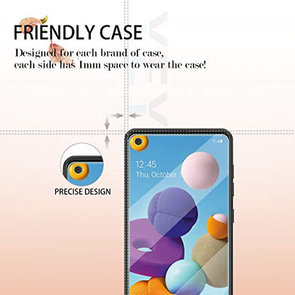 YEBF Galaxy A21 HD Clear Tempered Glass Screen Protector + Camera Lens Protectors by YEYEBF,[2+2 Pack] [3D Glass] [Anti-Glare] [Bubble-Free] Screen Protector Glass for Samsung Galaxy A21 - size: Galaxy A21