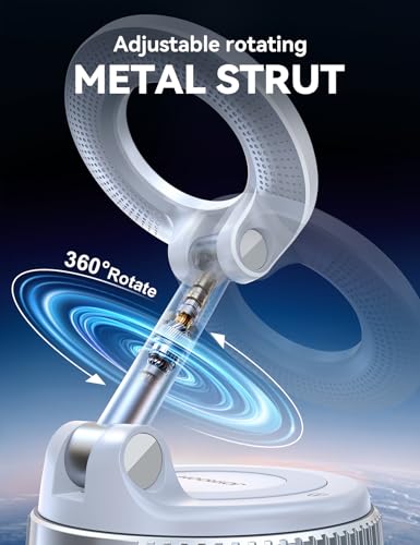 JOYROOM Magsafe Car Mount, Vacuum Car Phone Mount with Strong Magnetic, 360° Metal Strut Suction Cup Phone Mount for iPhone 17 Pro Max/16 15 14 13 12 Series& Android Magsafe Case, White