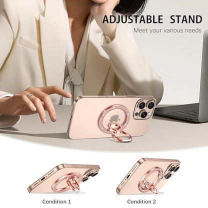(Flexible Rotation) GUAGUA Magnetic Phone Ring for MagSafe Grip [Super Magnet] Stylish Ring Holder Stand, Mag Safe Accessories for iPhone 17 16 15 14 Pro Max Plus Air, Rose Gold - color: Rose Gold