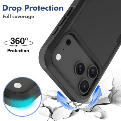 Heavy‑Duty Rugged Anti‑Drop Shockproof Protective Phone Case for iPhone 17 Pro Max, Durable Protective Shell, Black - color: Black, size: iPhone 17 Pro Max