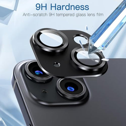 [2 Pack Camera Lens Protector for iPhone 13/13 Mini,9H Tempered Glass,Aviation Aluminum Plate Cover,Night Circle,No Bubble,HD Clarity,Case Friendly,Easy Installation-Black - size: for iPhone 13/13 Mini