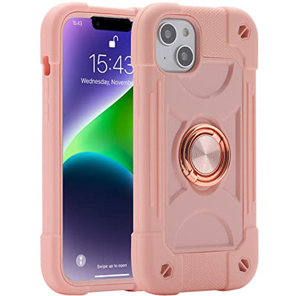 MARKILL Compatible with iPhone 14 Plus Case 6.7 Inch with 360 Degree Rotate Ring Stand, Military Grade Drop Protection Full Body Rugged Heavy Duty Protective Cover for iPhone 14 Plus Pink - color: Pink, size: iPhone 14 Plus 6.7"