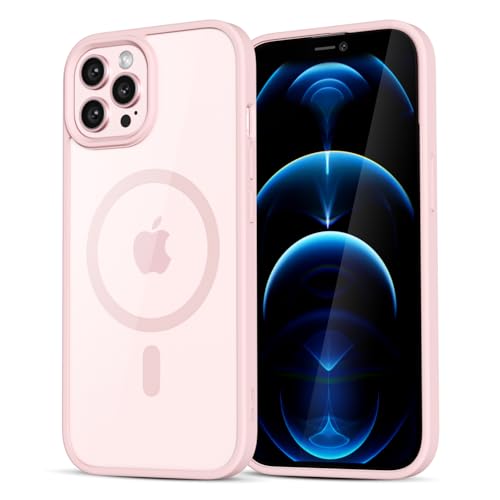 LoeoeL for iPhone 12 Pro Max Case Clear Mag Safe, Ultra Thin Slim Cover Magnetic Compatible with Magsafe Phone Case for Women Men Girl, Cute Soft TPU Silicone & Transparent Hard Plastic, Light Pink - color: Pink Sand, size: 12 Pro Max
