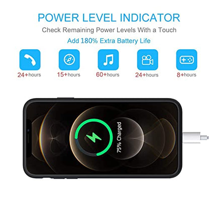 Battery Case for iPhone 12/12 Pro,Upgraded 10000mAh Portable Protective Charging Case with Wireless Charging Compatible with iPhone 12/12 Pro (6.1 inch) Battery Pack Charger Cover with Carplay (Black) - size: iPhone 12/12 Pro