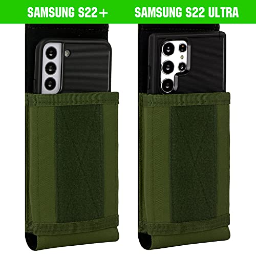 Tactical Molle Phone Holster Pouch, Universal Belt Waist Bag for iPhone 17 Pro Max/17 Pro/17/16 Pro Max/15 Pro Max/14 Pro Max/13/12, Samsung S25 Ultra/S24/S23, Size L - color: Green(2 Pack)