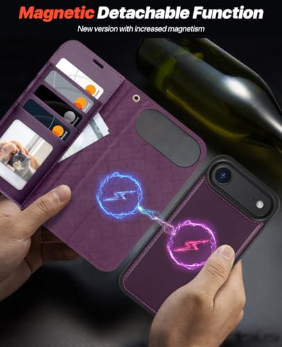 OCASE for iPhone Air Detachable Wallet Case with Card Holder, 2 in 1 PU Leather Flip Folio with RFID Blocking Stand Wrist Strap Shockproof Phone Cover 6.5 Inch 2025, Dark Purple - color: Dark Purple, size: iPhone Air