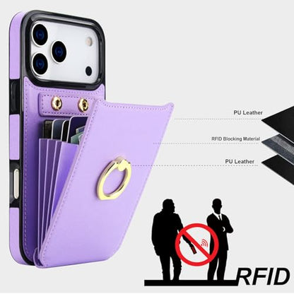 Folosu for iPhone 17 Pro Max Case Wallet, Finger Ring Holder Cover Purple - color: Purple