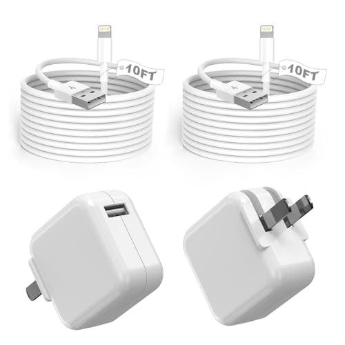 2Pack iPad Charger, 10FT Fast Charger iPad Cord with 12W USB Wall Charger - size: 2Pack 10FT