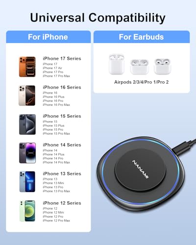 NANAMI Magnetic Wireless Charger Pad for iPhone & AirPods with 20W PD - color: Black