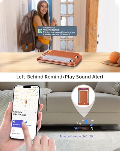 for Magsafe Wallet Works with Apple Find My, Leather Magnetic Phone Wallet - color: Walnut Brown