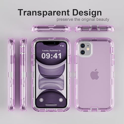 Follaroma for iPhone 11 Case, 6.1 inch, Crystal Purple | Heavy Duty Shockproof Protection Phone Cases, Anti-Drop, Military Grade Dual Layer Transparent Rugged Protective Cover - color: Purple, size: iPhone 11 6.1’
