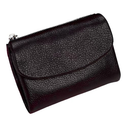 Unisex Pebble Leather Wallet, 5.3In Short Genuine Leather Coin Card Holder, Unisex Clutch Bags, Can Hold Coins, Id Cards - color: Dark Brown