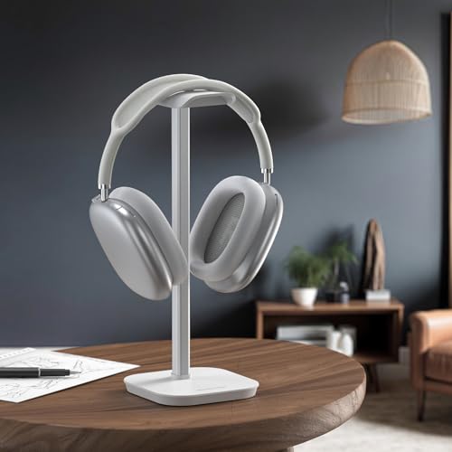Headphone Stand, Aluminum Desk Headset Earphone Holder (White) - color: White