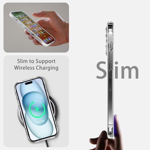 JJGoo Compatiable with iPhone 15 Plus Case Clear, Transparent Shockproof Phone Case, Slim Anti-Scratch Hard PC Back Protective Cover Bumper, Clear - color: Clear