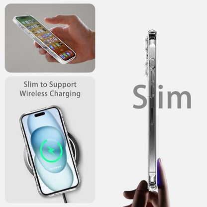 JJGoo Compatiable with iPhone 15 Plus Case Clear, Transparent Shockproof Phone Case, Slim Anti-Scratch Hard PC Back Protective Cover Bumper, Clear - color: Clear