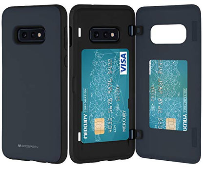 GOOSPERY Magnetic Door Bumper Compatible with Galaxy S10e, Card Holder Wallet Case Easy Magnet Auto Closing Protective Dual Layer Sturdy Phone Back Cover - Midnight Blue - color: Navy, size: Galaxy S10E