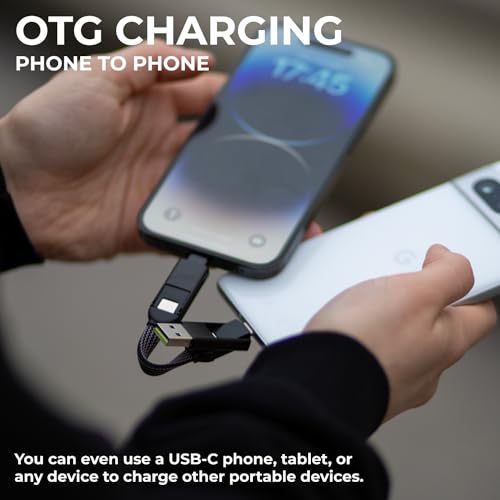 Rolling Square inCharge X - USB C Charger Cable, Lightning Cable for Smartphone, Universal Cable Charger 6 in 1, USB Plug, Black, 100W - color: Black