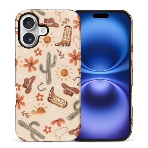 ZHEGAILIAN Case Compatible with iPhone 17,Hybrid 2-Layer Hard Shell for Girl Boy Women Men,Denim Boots Cactus - color: Denim boots cactus, size: iPhone 17