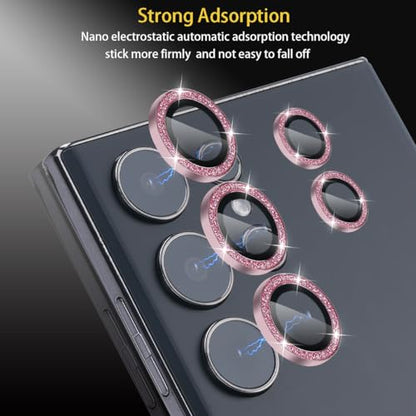 Camera Lens Protector for Samsung Galaxy S25 Ultra, Glitter Pink - color: Glitter Pink