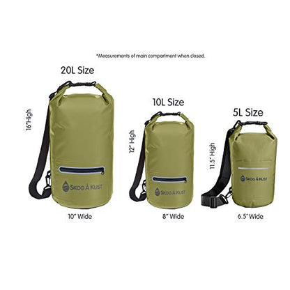 Skog Å Kust DrySak Roll Top Waterproof Bag, 5, 10 & 20 Liter - color: Army Green, size: 10 Liter