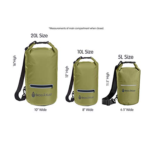 Skog Å Kust DrySak Roll Top Waterproof Bag, 5, 10 & 20 Liter - color: Army Green, size: 10 Liter