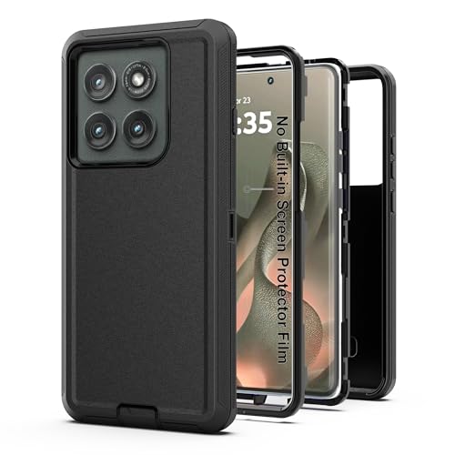 for Motorola Moto Edge 5G 2025 Case, Heavy Duty Protective Case with [3 in 1] Rugged Rubber Shockproof Protection Cover for Moto Edge 2025(Black) - color: Black