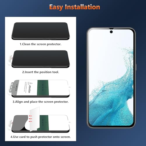 [2 Pack] 4 Way 360 °Matte TPU Privacy Screen Protector for Samsung Galaxy S22 (Not Glass), Fingerprint Sensor Compatible, Anti-Glare Full Adhesive Flexible Film - size: Galaxy S22