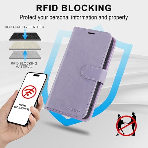MONASAY Wallet Case for Samsung S23 with 3 Card Holders - Lavenders - color: Lavenders, size: Galaxy S23