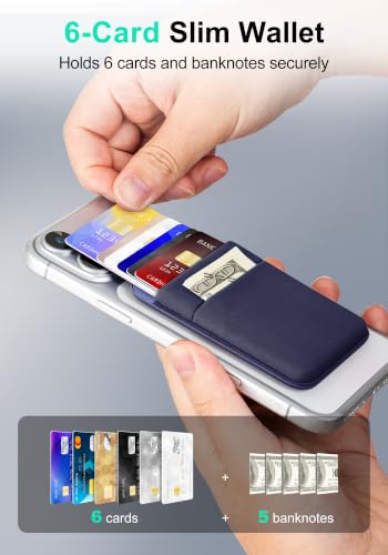 Senose Compatible for Magsafe Wallet, Slim Magnetic Phone Wallet, Blue | 6 Cards Holder, Phone Wallet for Back of Phone Compatible for iPhone 17/16/15/14/13/12 Pro Max Plus Air Series - color: Blue