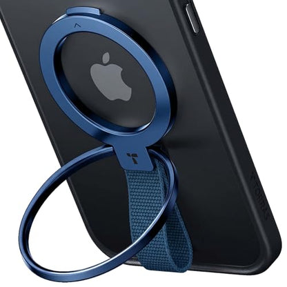 TORRAS (Gen6.0) Magnetic Phone Grip Ring Holder Kickstand, Ostand Ring Blue - color: Navy Blue w/ Braided Nylon Strap