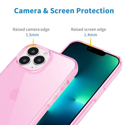 JJGoo Compatible with iPhone 13 Pro Max Case Clear, Transparent Soft Shockproof Protective Slim Thin Bumper Cover Phone Case, Pink - color: Clear Pink