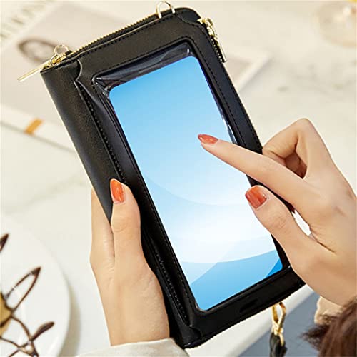 Lady Crossbody Shoulder Bag Mobile Phone Purse Transparent Window Touch Screen Wallet Waterproof Anti-scratch - color: D