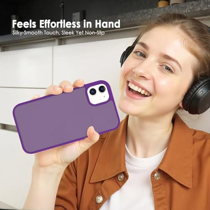 TENOC Phone Case Compatible with iPhone 11, Dark Purple Case Translucent Protective Bumper Matte Hard Back Cover for 6.1 Inch - color: Dark Purple, size: iPhone 11