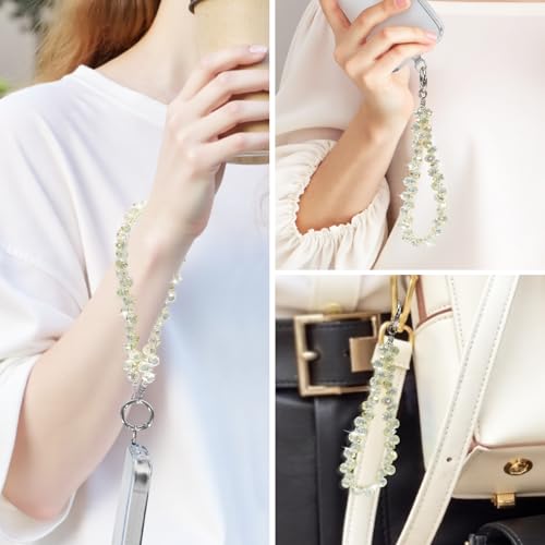 TENOC Beaded Phone Wrist Strap, Light Yellow - color: A-light Yellow