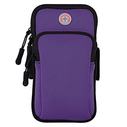 Running Armband Cell Phone Holder for iPhone 11 12 13 14 15 16e 16 17 Pro Max Xs X Xr 8 Plus SE Mini,Galaxy S26 S25 S24 S23 S22 Note 20,Key,Strap Pouch,Workout Exercise Sports Arm Band Sleeve - color: 1-Purple