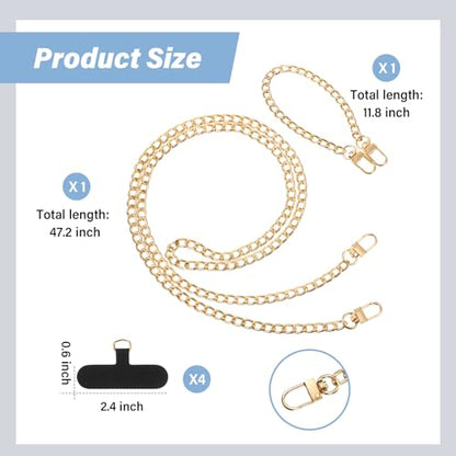 Canlierr 2 Pack Phone Chain Crossbody, with Tether Tab, Gold - color: Gold