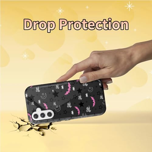 Gothic Skull Moon Stars Bat Phone Case for Samsung Galaxy S25, Dual Layer Shockproof Rugged Cover with Soft TPU + Hard PC, Anti-Scratch Slim Fit Wireless Charging Compatible - color: Gothic Skull Moon Stars Bat, size: 6.2" Galaxy S25