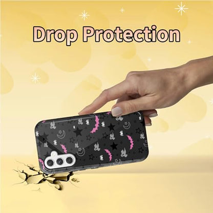 Gothic Skull Moon Stars Bat Phone Case for Samsung Galaxy S25, Dual Layer Shockproof Rugged Cover with Soft TPU + Hard PC, Anti-Scratch Slim Fit Wireless Charging Compatible - color: Gothic Skull Moon Stars Bat, size: 6.2" Galaxy S25
