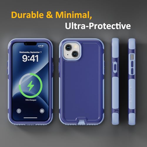 Follaroma Magnetic for iPhone 14 Case, Heavy Duty Cases, Blue-Purple,6.1" | Compatible with MagSafe, Heavy Duty Shockproof,Military-Grade Anti-Drop Protective,Dual Layer Magnetic Protection Phone Cover - color: Blue-Purple, size: iPhone 14 6.1''