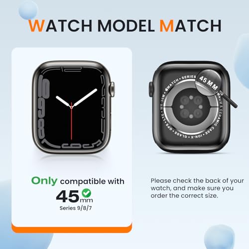[2 Pack] Bumper Case for Apple Watch Series 9/8/7 45mm, Clear - color: Clear+Clear, size: 45 mm Series 9/8/7
