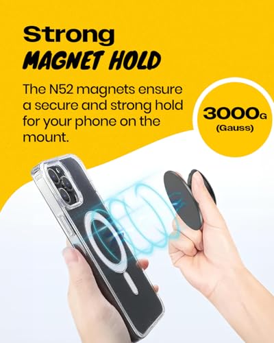 On The Grip Magnetic Phone Grip for MagSafe, Genuine Natural Seashell Stone, Swappable Top, Strong Magnet Holder & Kickstand for iPhone 15 14 13 12 Pro Max Plus & MagSafe Cases (Black Fresh Water)
