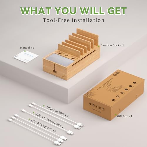 Pezin & Hulin Bamboo Charging Stand Rack, No Power Adapter Supply -Natural - color: Natural