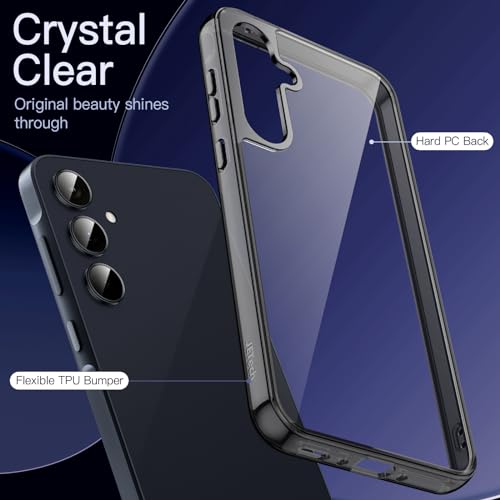 JETech Case for Samsung Galaxy A35, Anti-Yellowing, Black | Shockproof Protection, Scratch Resistant Hard PC Back, Durable Transparent TPU Bumper - color: Black, size: Galaxy A35