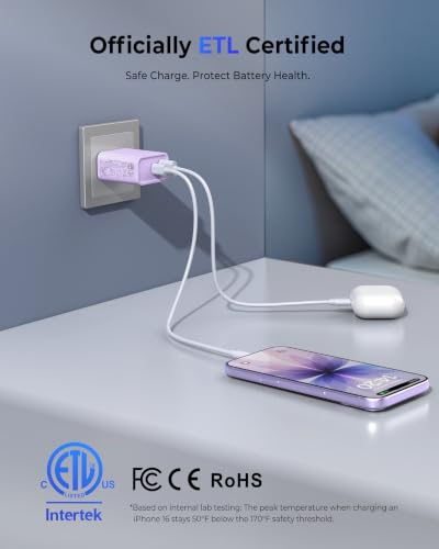 CSODINCE USB C Wall Charger, 3Pcs 20W PD + QC USBC Charger Block Super Fast Power Output Rapid Charging Box Wall Plug Cube for Phone 16/17, Samsung Galaxy S24, Motorola, LG, Mauve - color: Mauve