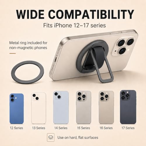 Magnetic Silicone Phone Grip | Super Strong Magnetic Design, 360° Rotation, Comfortable Grip, Compatible with iPhone 16/15/14/13/12 Series, Perfect for Selfies and Watching Videos - color: Deep Black