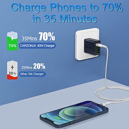 USB Charger 40W QC3.0 USB Wall Charger, 5V/3.1A 4 Port Fast Charger Block - color: (4*USB)Black