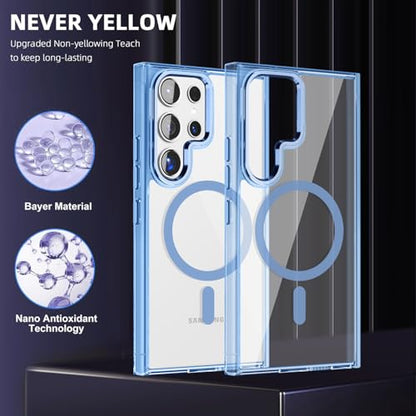 Lunivop for Samsung Galaxy s24 Ultra Case Hard [Compatible with Magsafe Wireless Charging] Yellowing Resistant Magnetic Cover Clear para S 24 Ultra 6.8 '' 5G 2024 Rugged Best Phone Cases Light Blue - color: Light Blue, size: Compatible with Samsung Galaxy
