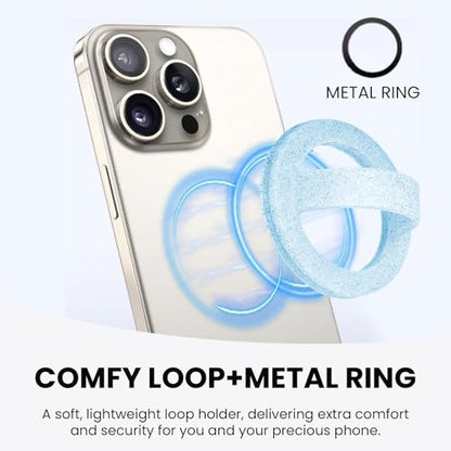 Magnetic Silicone Phone Grip Ring Holder Compatible with MagSafe Phone Case - color: Starlight Blue